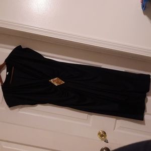 Black Vintage low V cut front gold diamond accent front 70's new years holiday